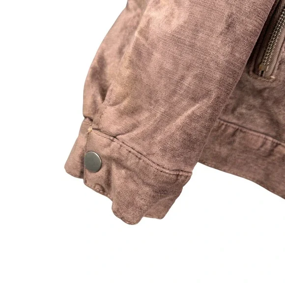 Free People Velvet Trucker Jacket Size M/L Mauve Oversized OB713485 - Picture 3 of 10